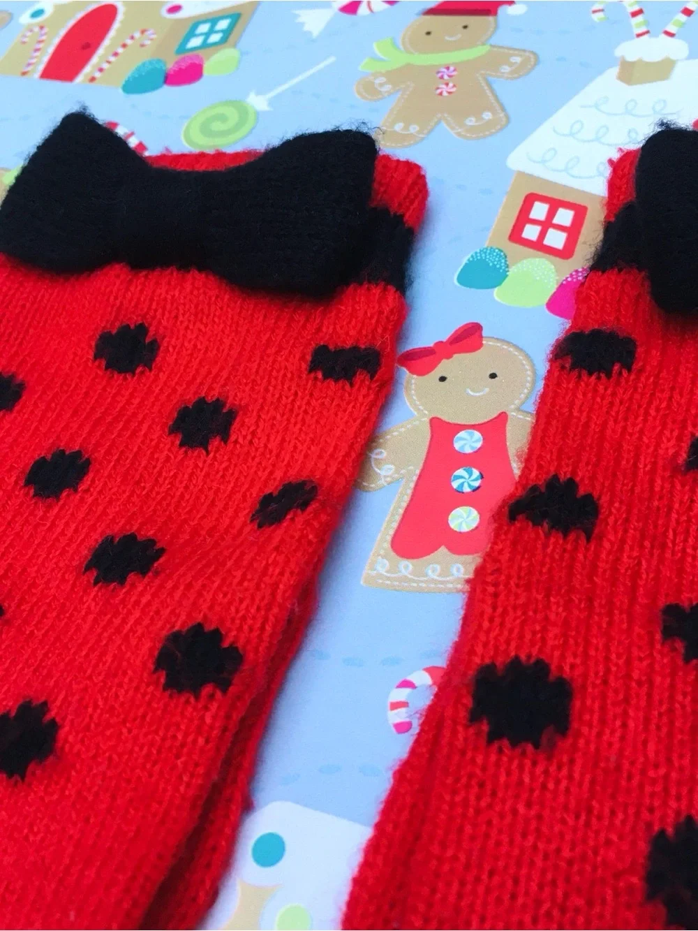 2 Pair Bundle ❉ GapKids Cable Knit Cream Mittens & Red Bow Polka Dot Gloves